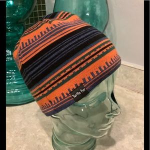 Turtle Fur Hat , Orange & Blue & Green & Black in Color, Very Soft & Comfortable
